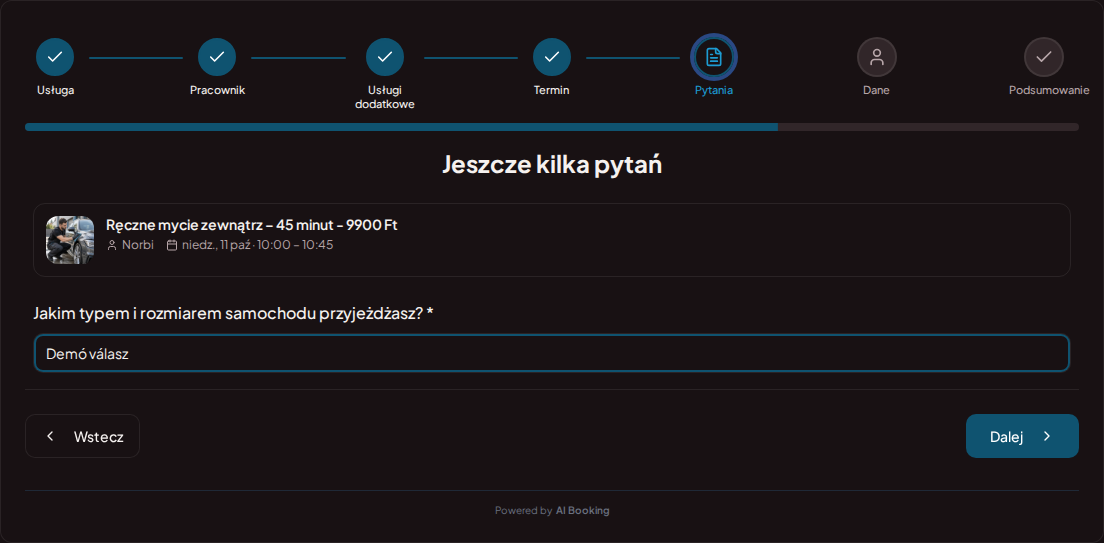 System rezerwacji dla detailerów samochodowych – Pytanie przy wstępnej rezerwacji detailingu: Jakim typem i rozmiarem samochodu przyjeżdżasz? System rezerwacji dla detailerów samochodowych – Pytanie przy wstępnej rezerwacji detailingu: Jakim typem i rozmiarem samochodu przyjeżdżasz?