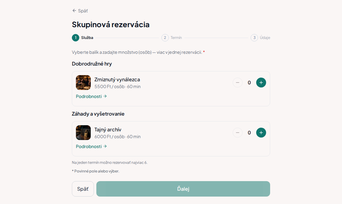 Skupinové rezervácie únikových hier – Únikové hry s fotografiami, trvaním, cenou na osobu a výberom počtu hráčov