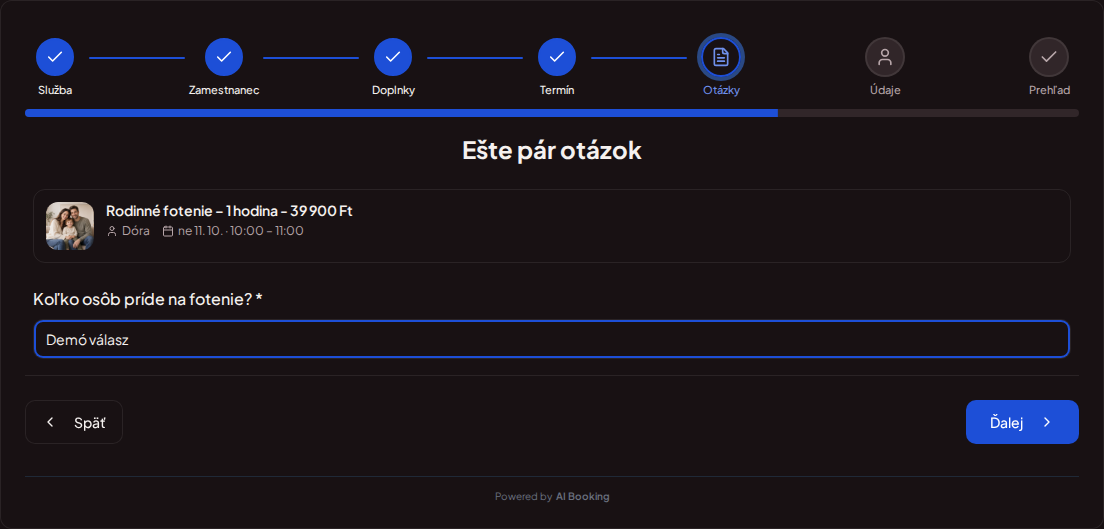 Online rezervácie pre fotografov – Otázka pri rezervácii fotenia na počet prichádzajúcich osôb Online rezervácie pre fotografov – Otázka pri rezervácii fotenia na počet prichádzajúcich osôb