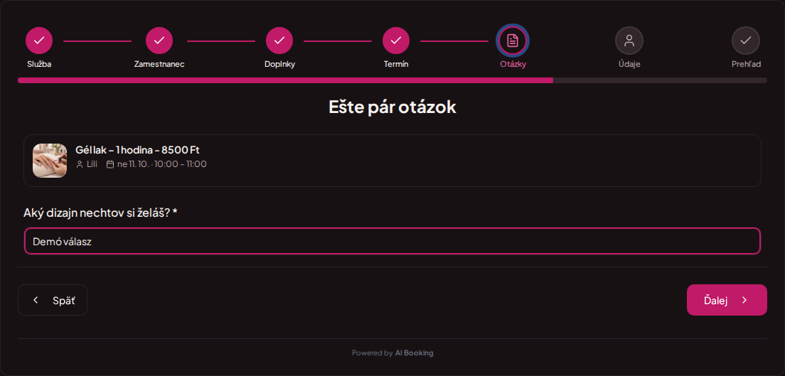 Online rezervácie pre nechtové salóny – Požiadavky na zdobenie nechtov v otázke rezervačného formulára
